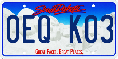 SD license plate 0EQK03