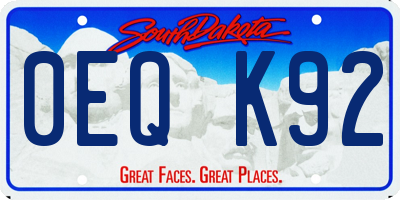 SD license plate 0EQK92