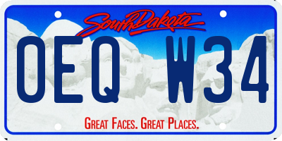 SD license plate 0EQW34