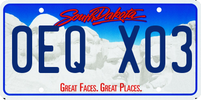 SD license plate 0EQX03
