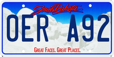 SD license plate 0ERA92