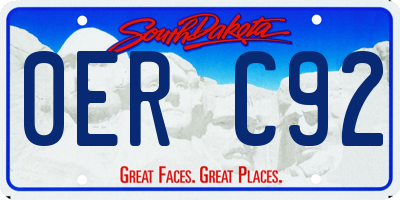 SD license plate 0ERC92