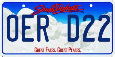 SD license plate 0ERD22
