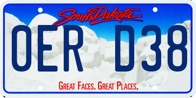 SD license plate 0ERD38