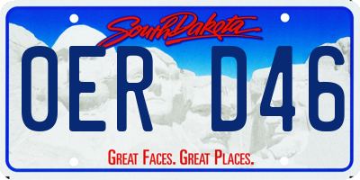SD license plate 0ERD46