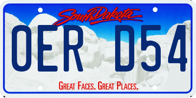 SD license plate 0ERD54