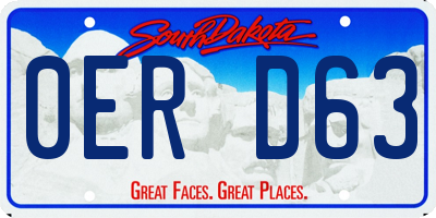 SD license plate 0ERD63