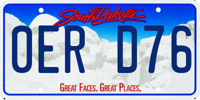 SD license plate 0ERD76