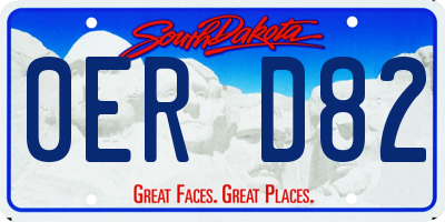 SD license plate 0ERD82