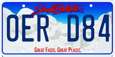 SD license plate 0ERD84