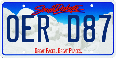 SD license plate 0ERD87