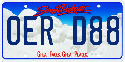 SD license plate 0ERD88
