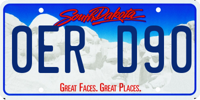 SD license plate 0ERD90