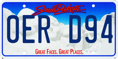 SD license plate 0ERD94