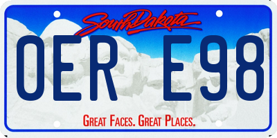 SD license plate 0ERE98