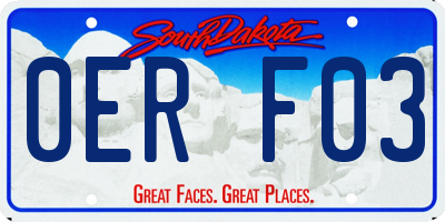 SD license plate 0ERF03