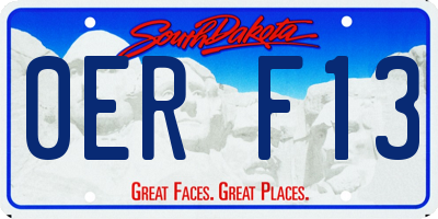 SD license plate 0ERF13