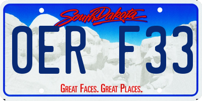 SD license plate 0ERF33