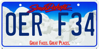 SD license plate 0ERF34