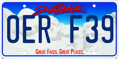 SD license plate 0ERF39