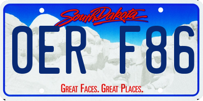 SD license plate 0ERF86