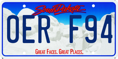 SD license plate 0ERF94