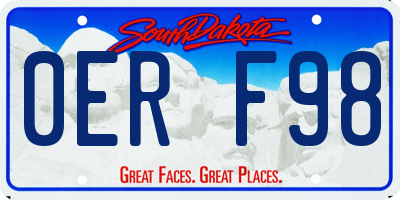 SD license plate 0ERF98