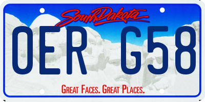 SD license plate 0ERG58