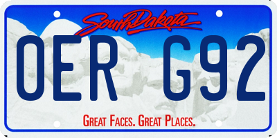 SD license plate 0ERG92