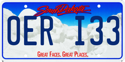 SD license plate 0ERI33