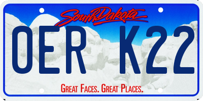 SD license plate 0ERK22
