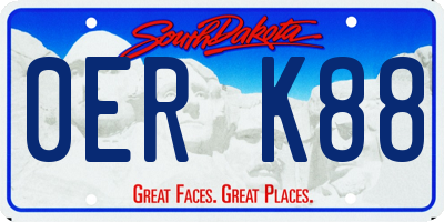 SD license plate 0ERK88