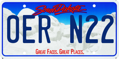 SD license plate 0ERN22