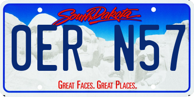 SD license plate 0ERN57