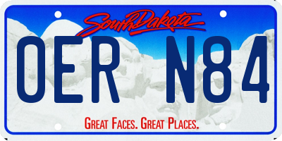 SD license plate 0ERN84