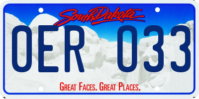 SD license plate 0ERO33