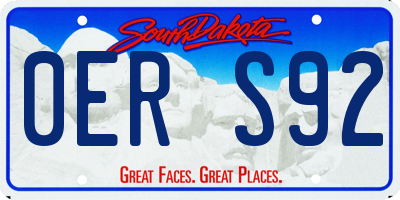 SD license plate 0ERS92
