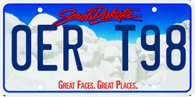 SD license plate 0ERT98