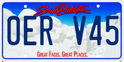 SD license plate 0ERV45