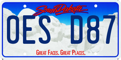 SD license plate 0ESD87
