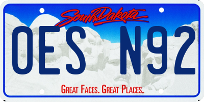 SD license plate 0ESN92