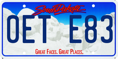 SD license plate 0ETE83