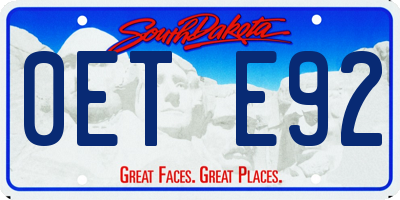 SD license plate 0ETE92