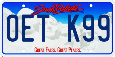 SD license plate 0ETK99