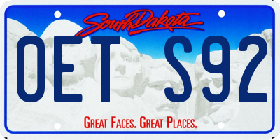 SD license plate 0ETS92