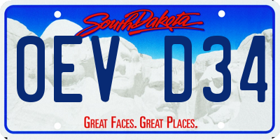 SD license plate 0EVD34