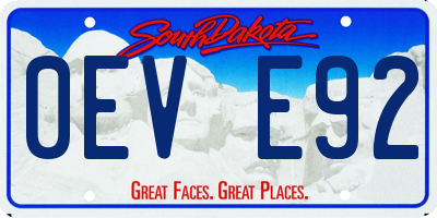 SD license plate 0EVE92
