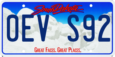 SD license plate 0EVS92