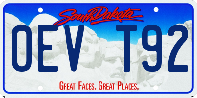 SD license plate 0EVT92