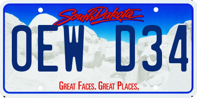 SD license plate 0EWD34
